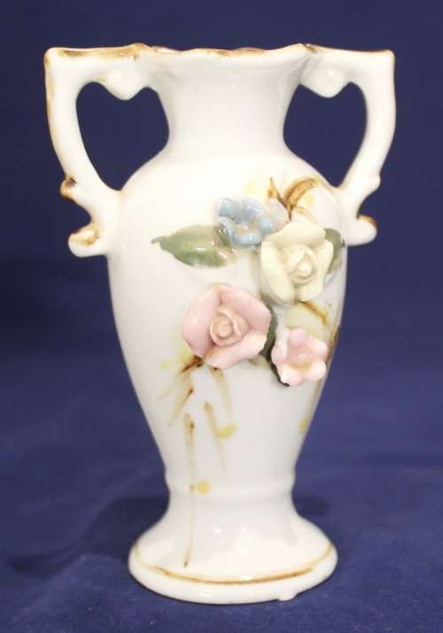 Posy vase, two handled with flowers on - Beautiful! - Bid Now!!!