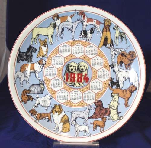 Wedgwood Calendar plate - Dogs - 1984 - Beautiful! - Bid Now!