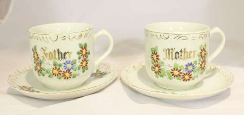 Mother / Father coffee mug duo's - Beautiful!! - Low price! - Bid now!!