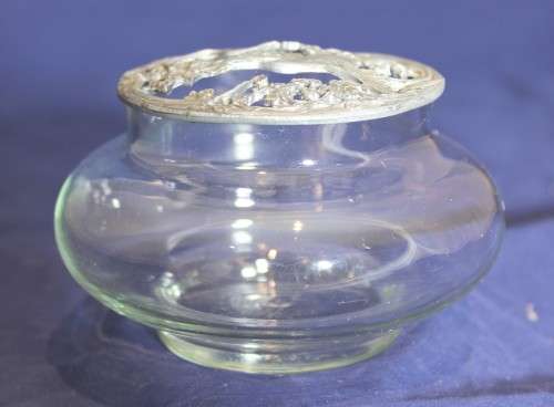 Glass bowl with a Hummingbird metal top - Beautiful!! - Bid Now!!!