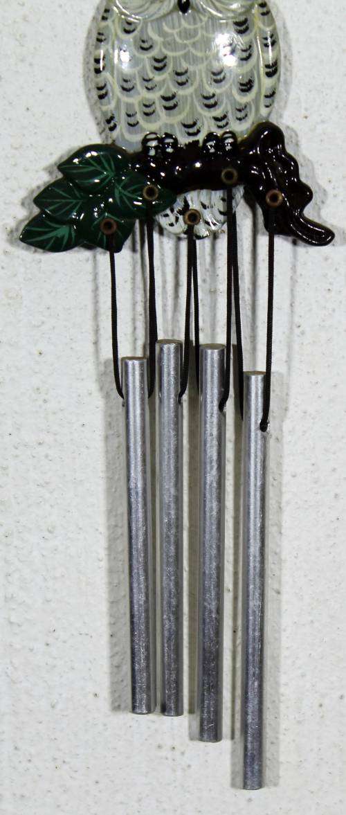 Owl on Green/Black Leaves - Wind Chime - Beautiful!! - Bid Now!