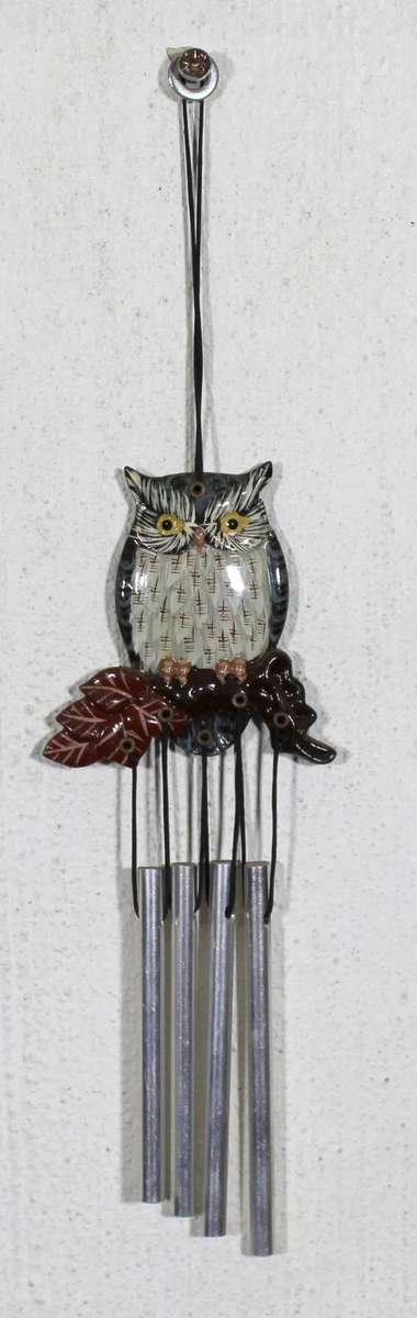 Owl on Brown Leaves - Wind Chime - Beautiful!! - Bid Now!