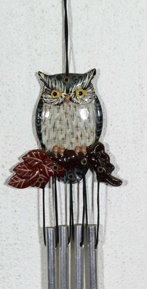 Owl on Brown Leaves - Wind Chime - Beautiful!! - Bid Now!