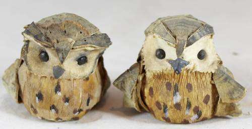 Miniature Pair of Owls - Paper Mache - Gorgeous!! - Bid Now!