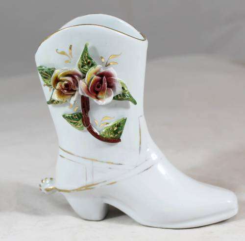 White Cowboy Boot with Flowers - Gorgeous!! - Bid Now!