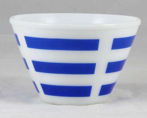 Glass Bowl - White with Blue Lines - Bid Now!!!