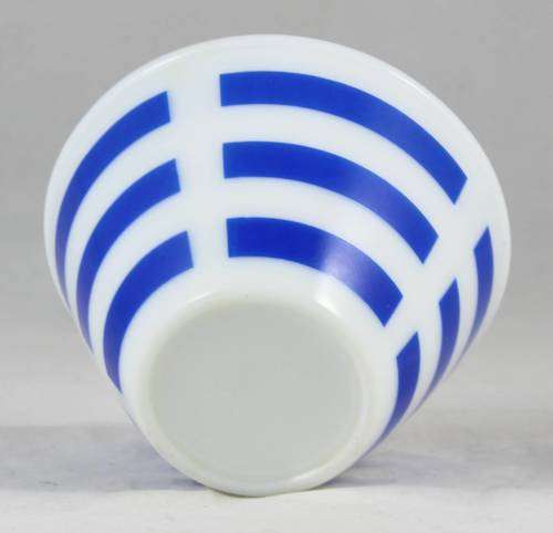 Glass Bowl - White with Blue Lines - Bid Now!!!