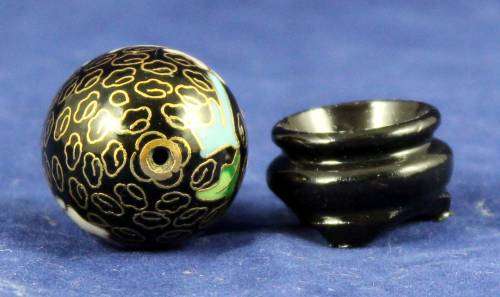 Black Miniature Cloisonne - Enamel Egg on a Stand - Bid Now!!!