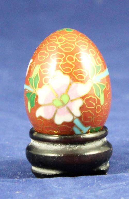 Brown Miniature Cloisonne - Enamel Egg on a Stand - Bid Now!!!