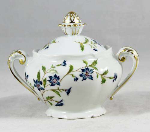 Limoges Sugar Bowl - Blue Flower Motif - Bid Now!!!