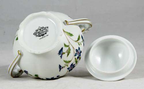 Limoges Sugar Bowl - Blue Flower Motif - Bid Now!!!