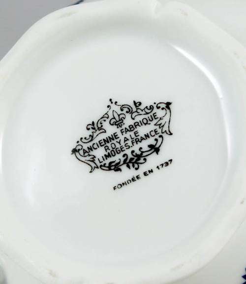 Limoges Sugar Bowl - Blue Flower Motif - Bid Now!!!