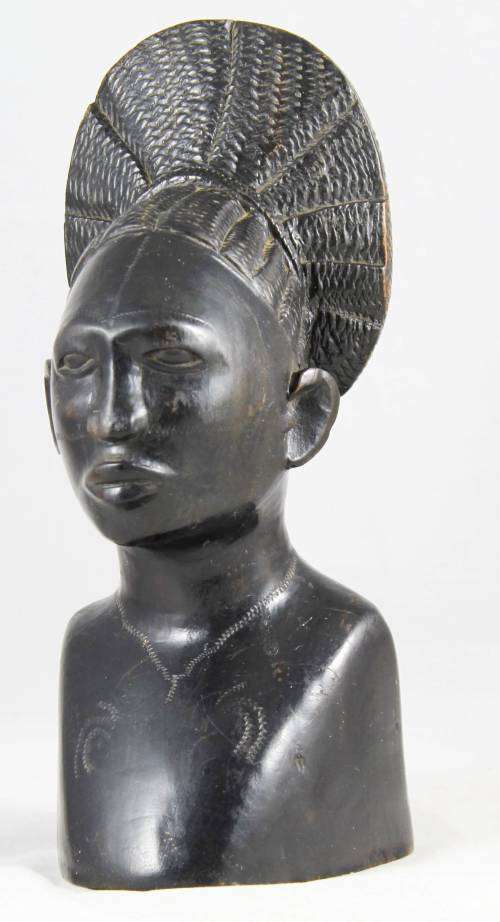 Carved Traditional Woman Bust - Carved From Hardwood - Bid Now!!!