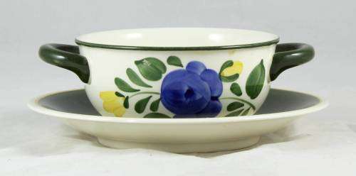 Villeroy & Boch Bauernblume - Two Handled Soup Bowl and Saucer - Bid Now!!!