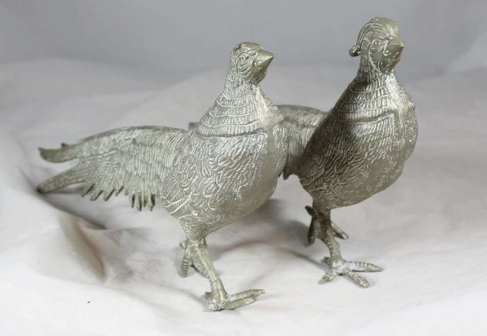 Pair of Pheasants - Silver Plated - Bid Now!!!