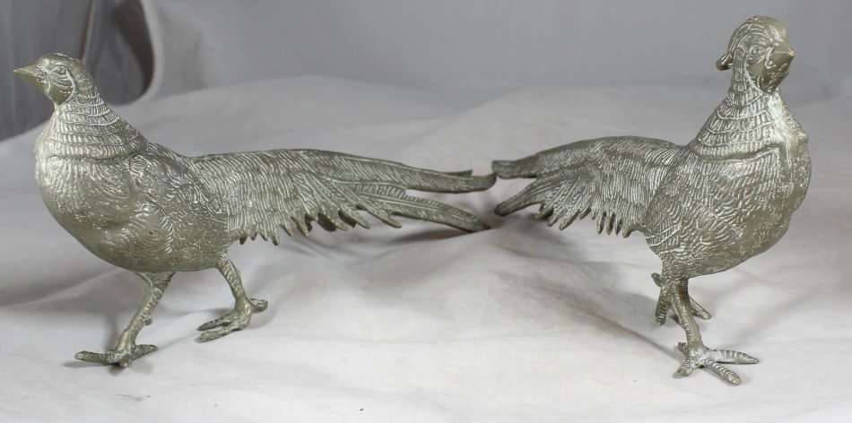 Pair of Pheasants - Silver Plated - Bid Now!!!