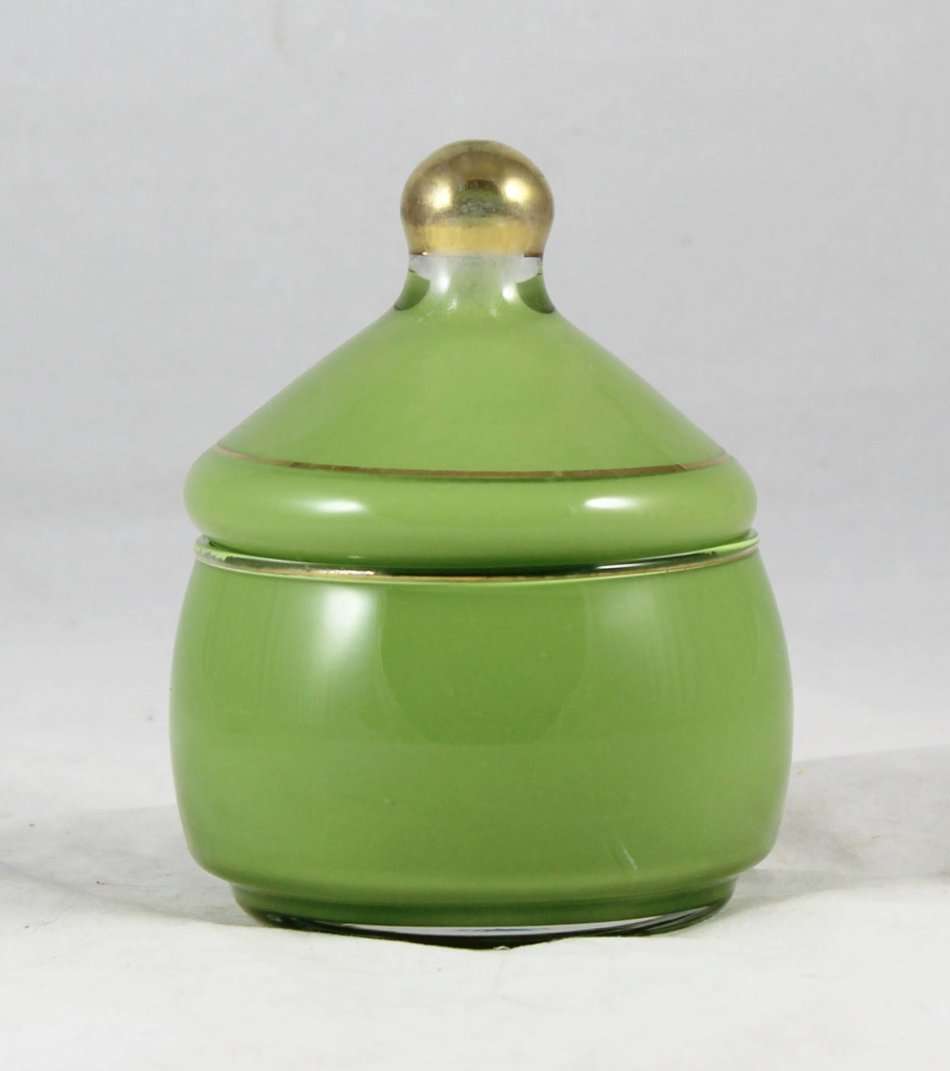 Glass Lidded Container - Green - Bid Now!!