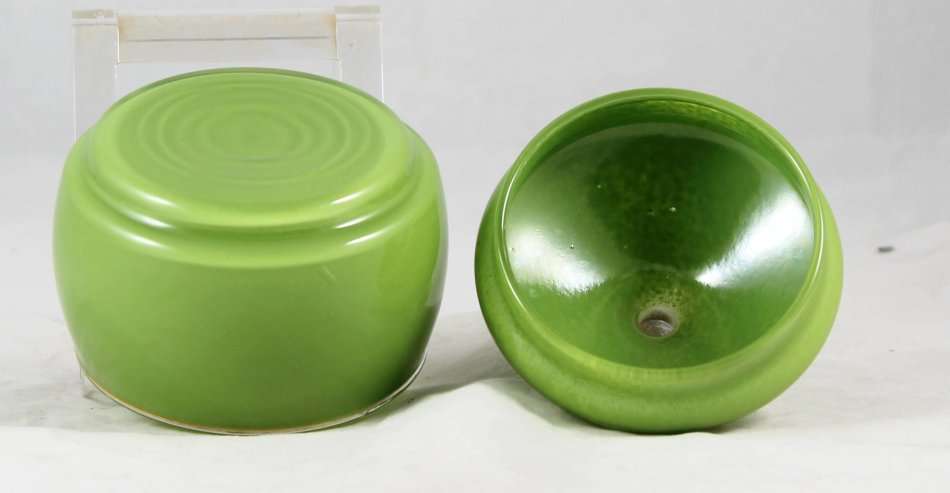 Glass Lidded Container - Green - Bid Now!!