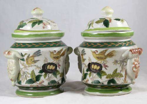 Chinese Lidded Containers - Pair - Bid Now!!