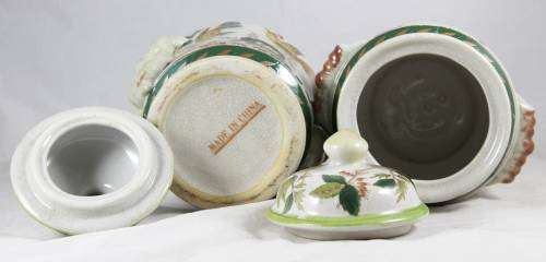 Chinese Lidded Containers - Pair - Bid Now!!