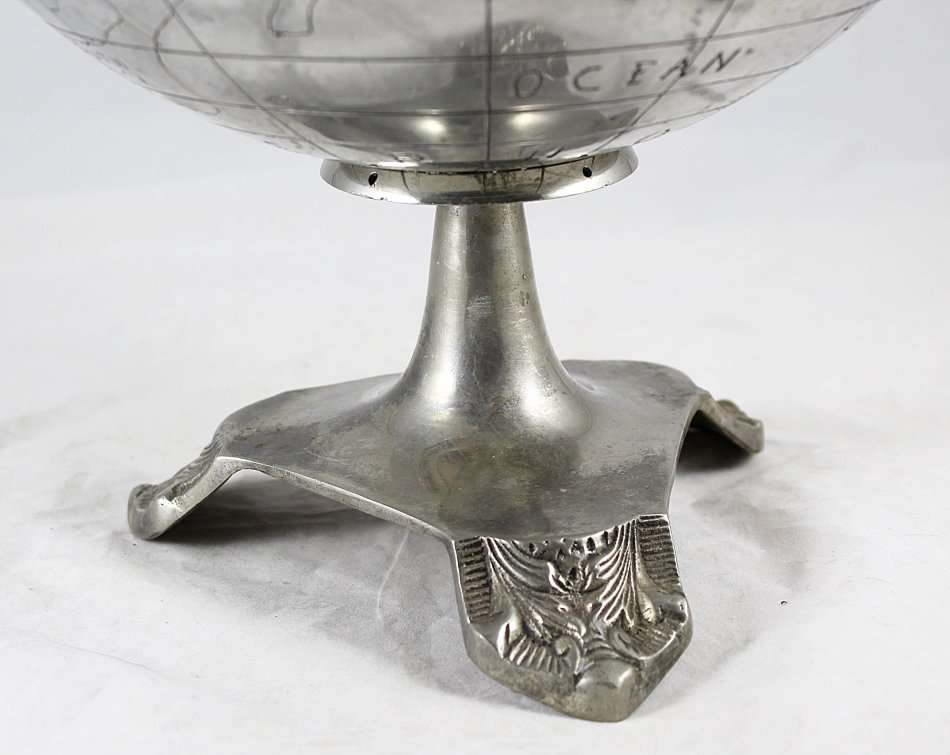 Globe On Molded Feet - Aluminium - Bid Now!!!