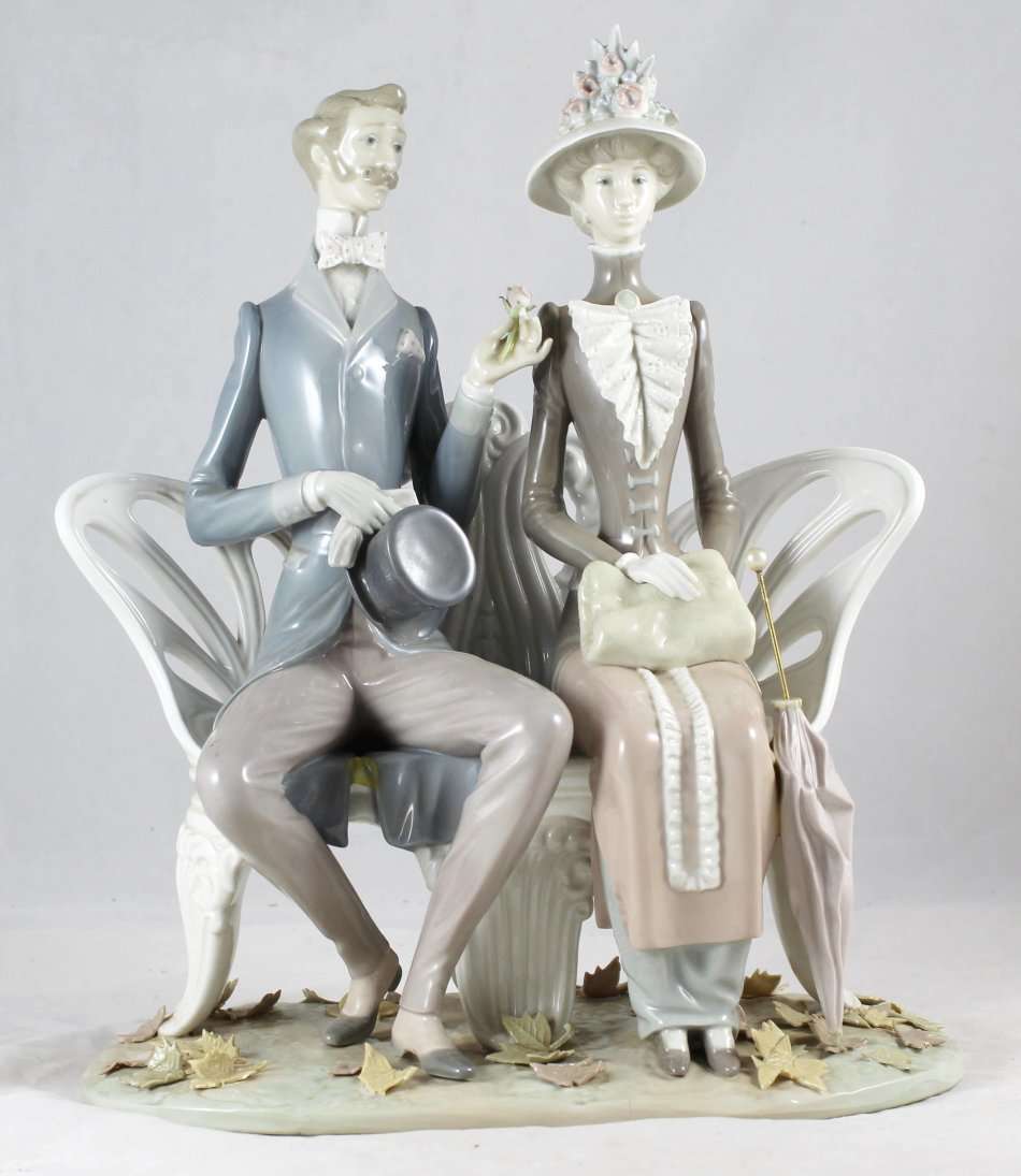 Llardo - Distinguished Man & Woman On A Bench - Bid Now!!!