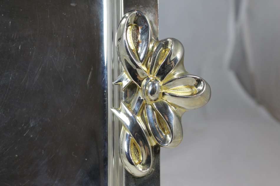 Silver plate tray with golden inlay - Beautiful! - Bid Now!