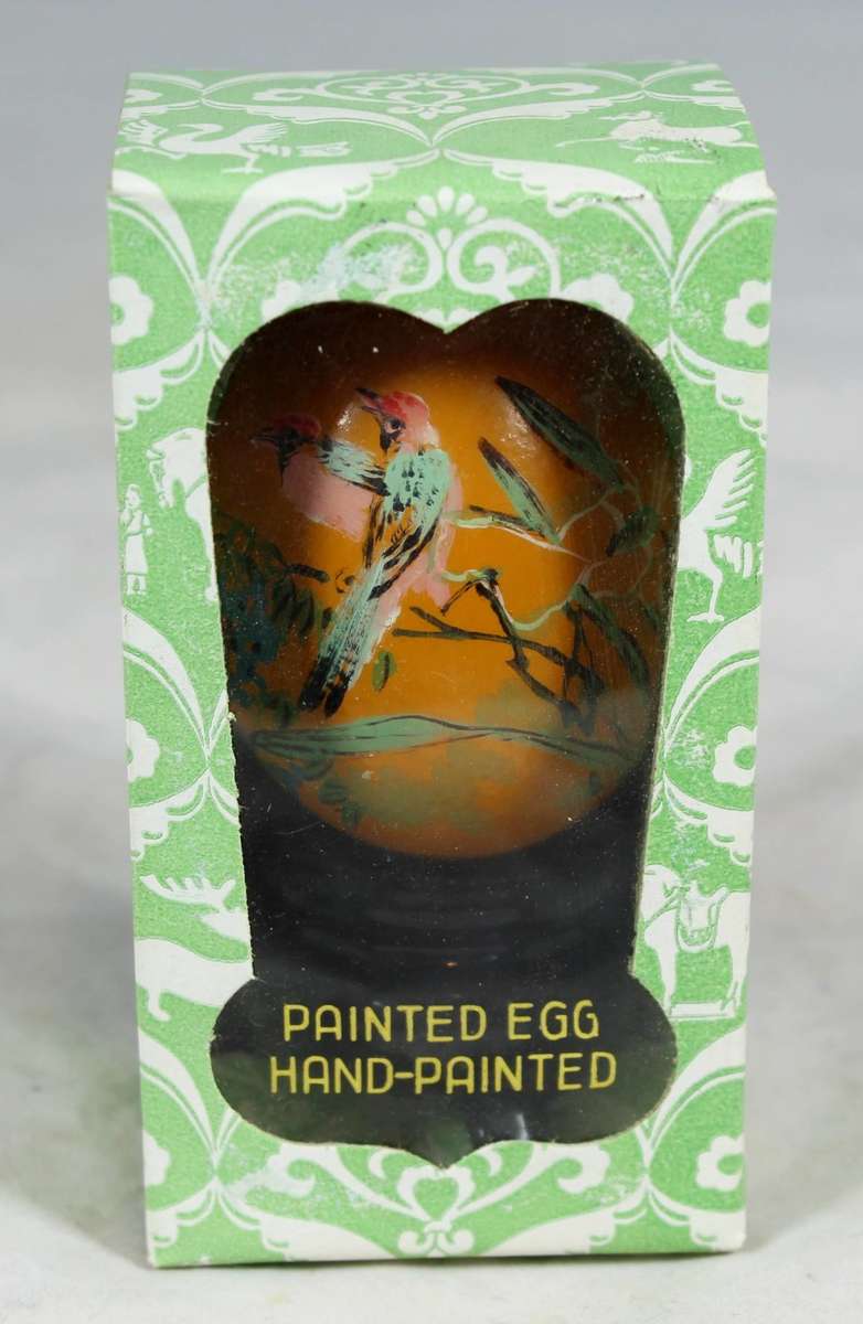 Hand painted Chinese egg on a stand - Orange - Beautiful! - Bid Now!
