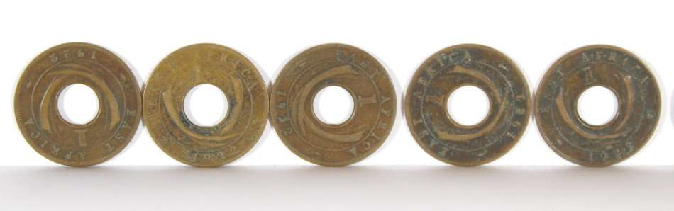 British East Africa 1c King George V coins - Set of 10 x 1922 coins - Giveaway price!! - Bid Now!!!