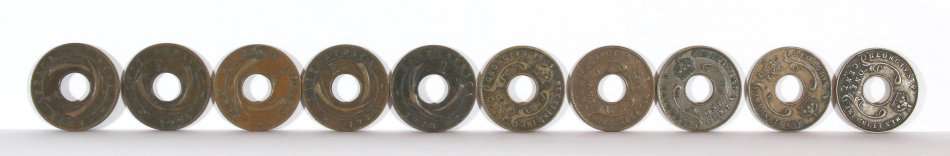 British East Africa 1c King George V coins - Set of 10 x 1928 coins - Giveaway price!! - Bid Now!!!