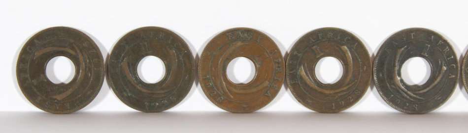 British East Africa 1c King George V coins - Set of 10 x 1928 coins - Giveaway price!! - Bid Now!!!