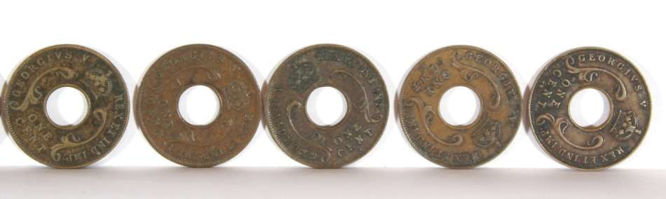 British East Africa 1c King George V coins - Set of 10 x 1928 coins - Giveaway price!! - Bid Now!!!