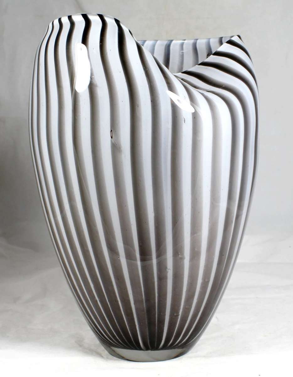 Striped Art Glass - Vase - Beautiful! - Bid Now!