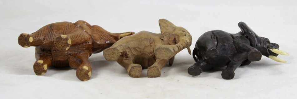 Carved Wood - Elephants - Trio - Beautiful! - Bid Now!!!