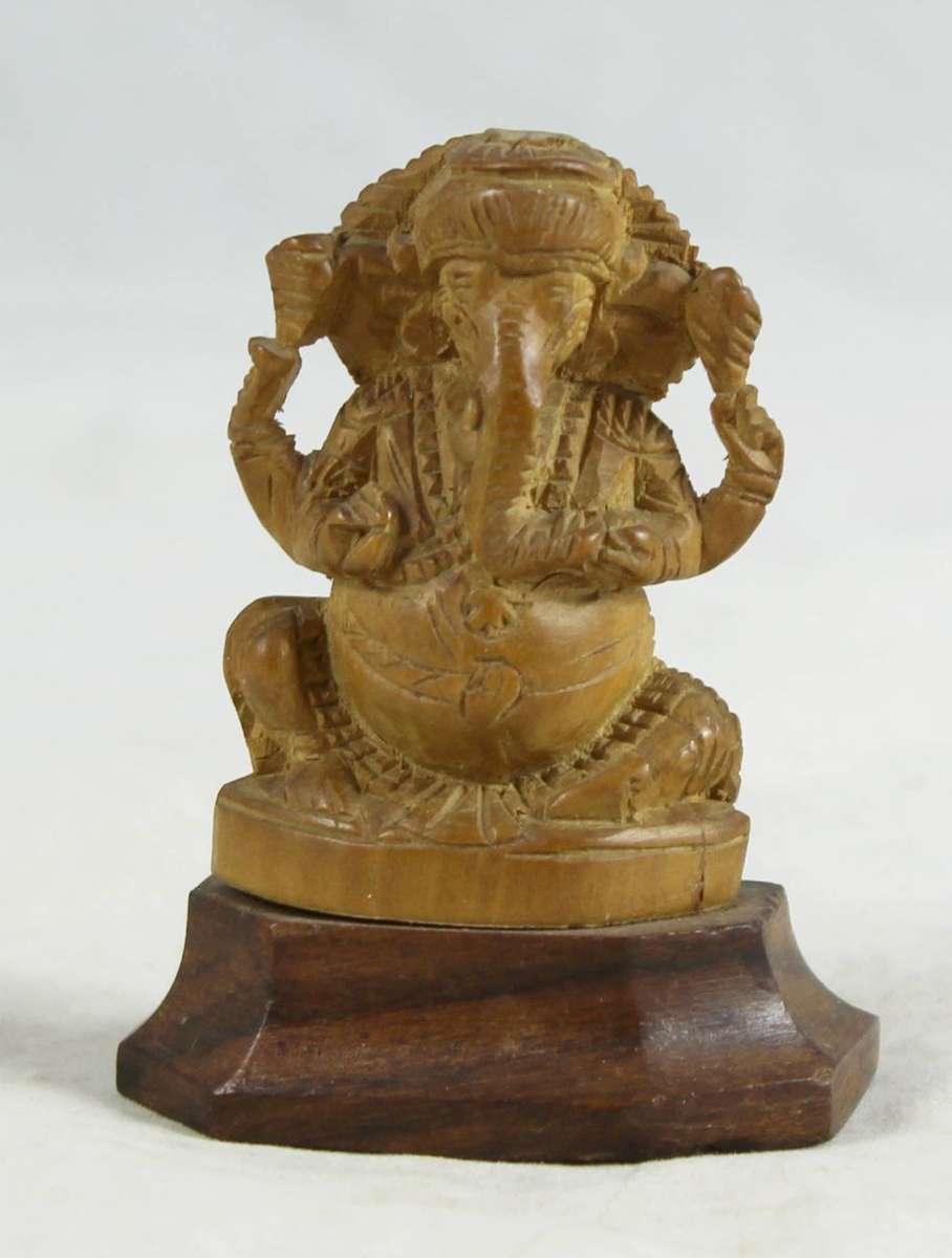 Wooden - Elephant God on a Pedestal - Beautiful! - Bid Now!!!
