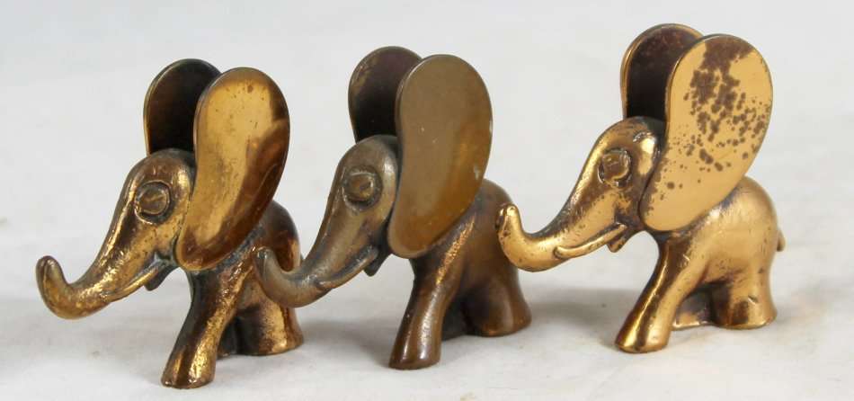 Brass - 3 Elephant Name Holders - Beautiful! - Bid Now!!!