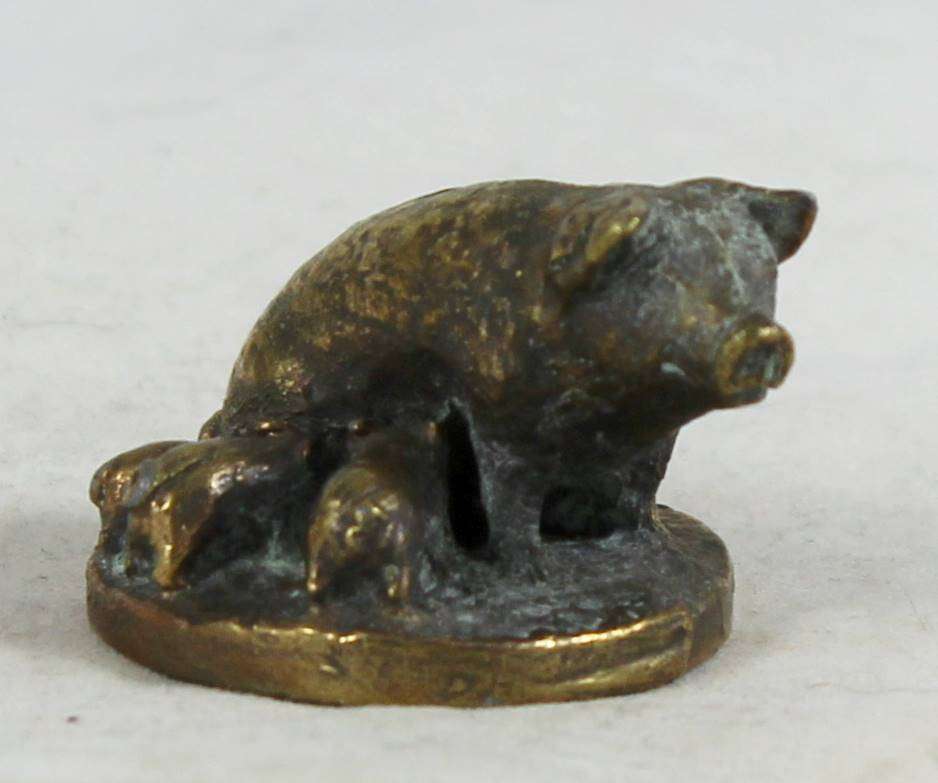 Solid Brass - Miniature Ornament - Pig & Piglets - Beautiful! - Bid Now!!!