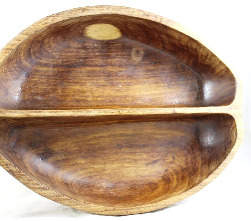 Large Carved Wood - Divided Bowl - Beautiful! - Bid Now!!!