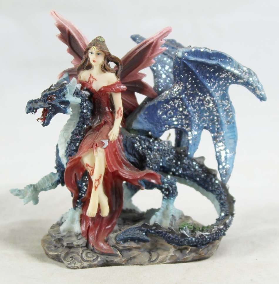 Fairy on Black Dragon - Gorgeous! - Bid Now!!!
