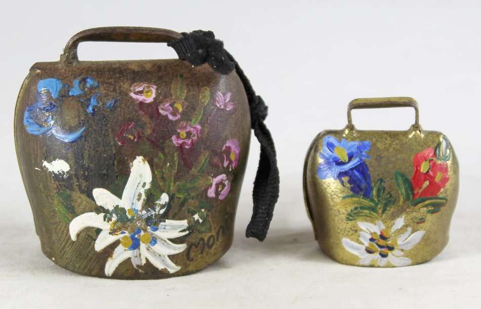Miniature Cow Bells - Hand Painted Brass - Gorgeous! - Bid Now!!!