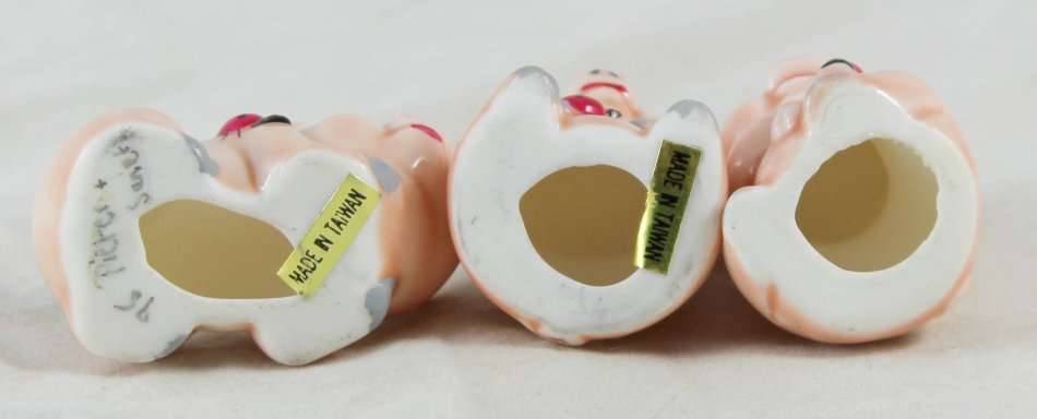 Pigs with Ladybugs - Trio - Made in Taiwan - Gorgeous!