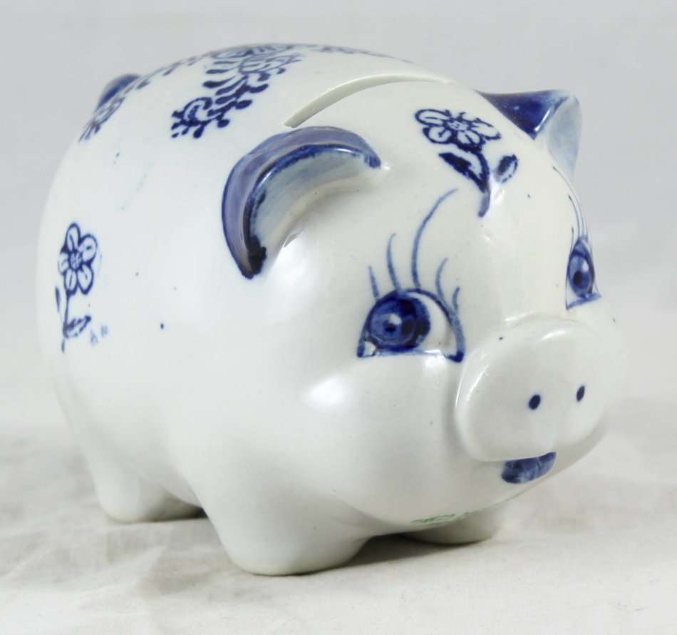 AWECO Delftware - blue & white - piggy bank