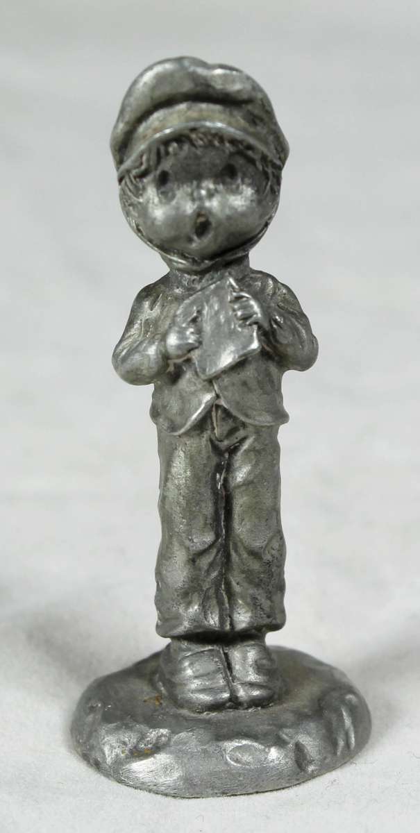 Little Gallery - Miniature Pewter - Little Boy Singing & Holding A Book - Gorgeous! - Bid Now!!!
