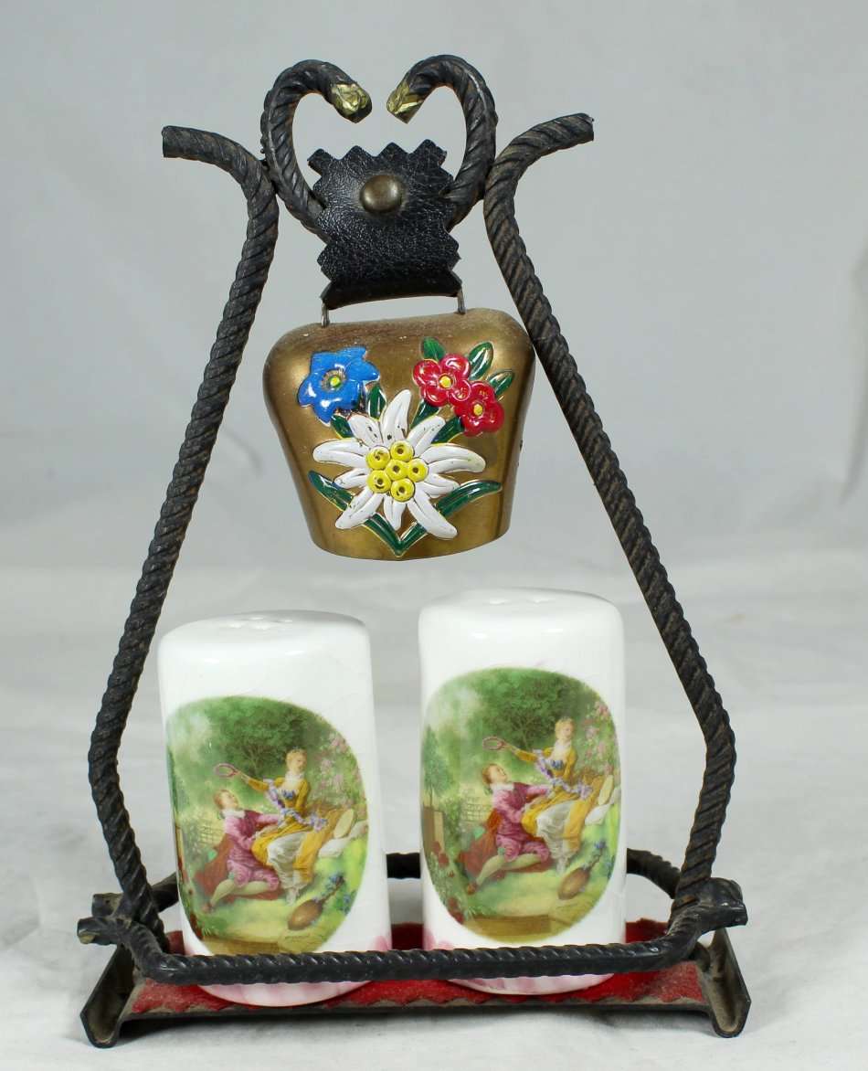 Character Salt & Pepper Set - Victorian with Cow Bell - Beautiful! - Bid Now!!!