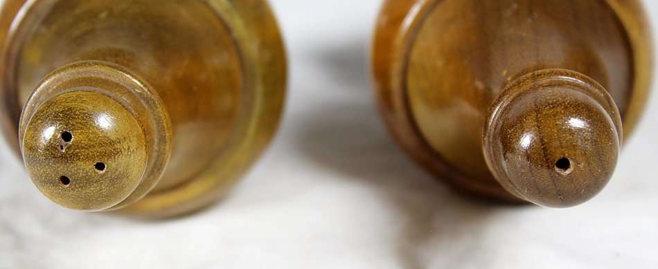 Character Salt & Pepper Set - Polished Wooden Set - Beautiful! - Bid Now!!!