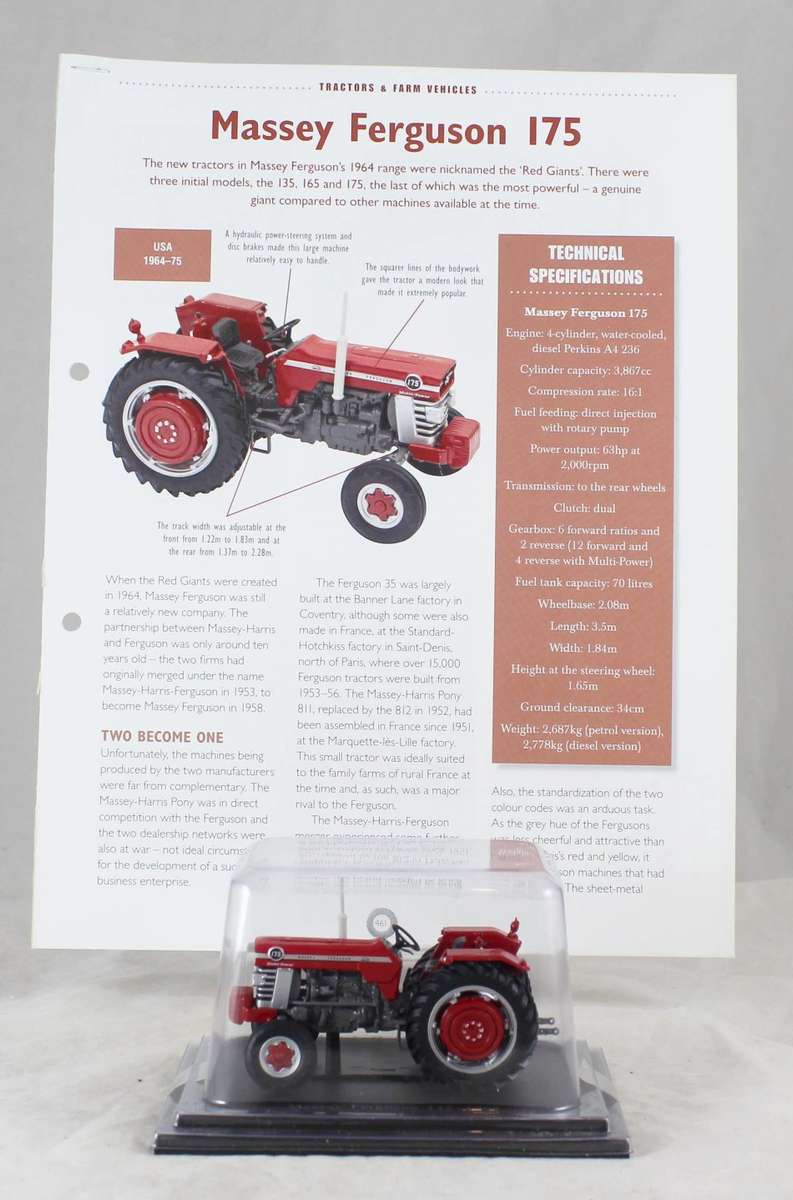 Collectable Tractor - Massey Ferguson 175 - 1968 - Tractor & Info Sheet - Bid now!