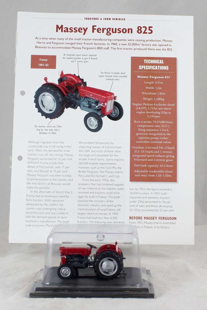 Collectable Tractor - Massey Ferguson 825 - 1963 - Tractor & Info Sheet - Bid now!
