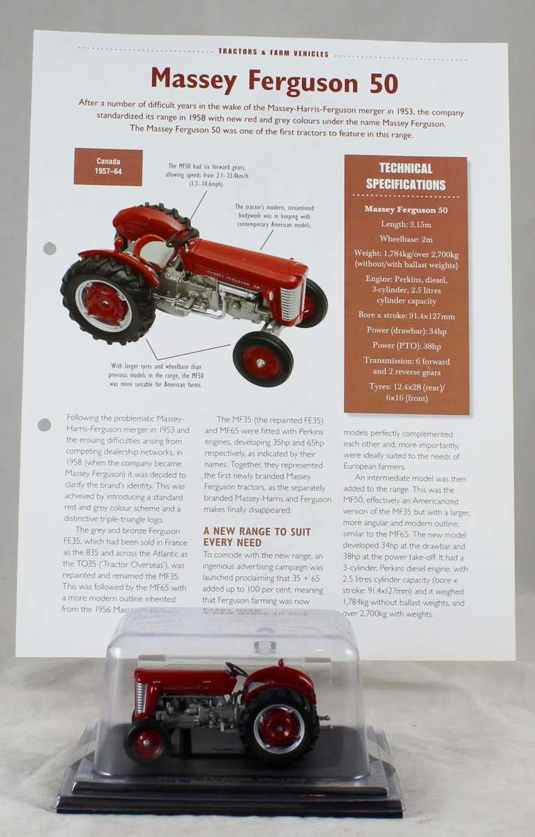 Collectable Tractor - Massey Ferguson 50 - 1959 - Tractor & Info Sheet - Bid now!