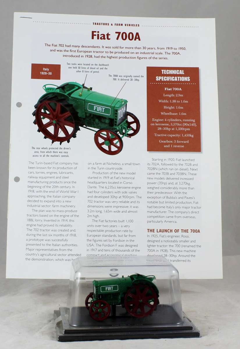 Collectable Tractor - Fiat 700 A - 1928 - Tractor & Info Sheet - Bid now!