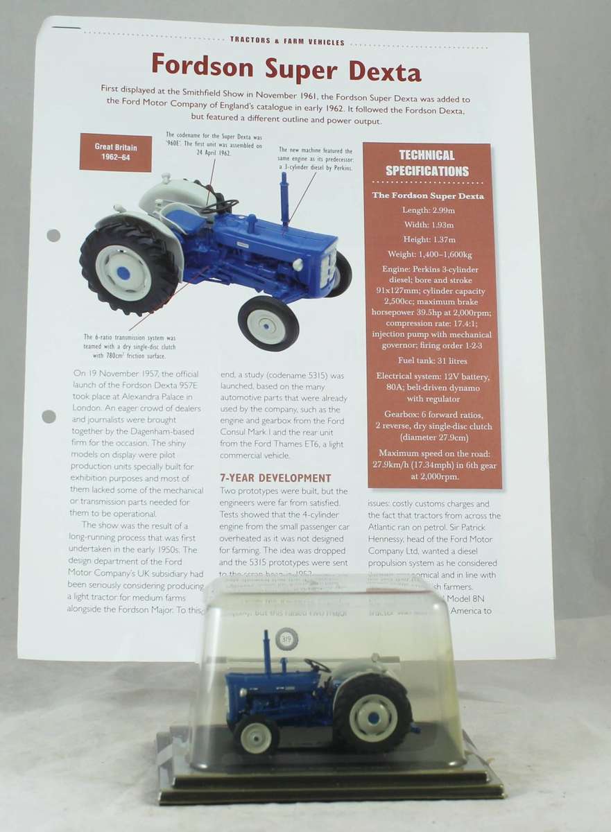 Collectable Tractor - Fordson Super Dexta - 1963 - Tractor & Info Sheet - Bid now!